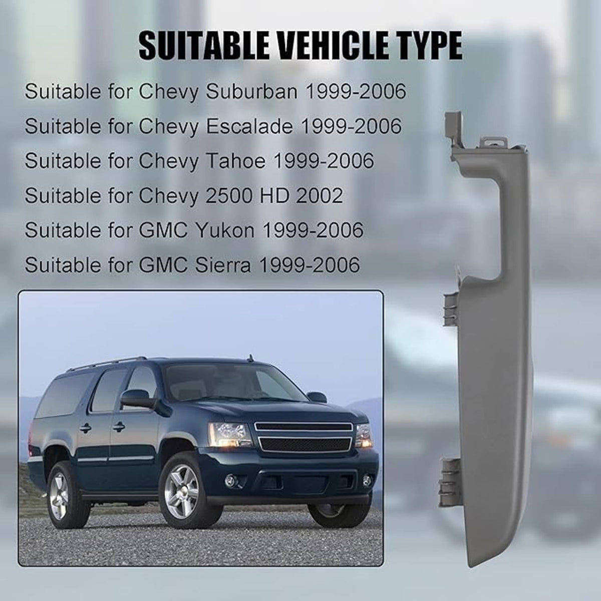 Solidspare Gray Left Side Front Door Armrest For 99-06 Chevrolet Silverado GMC Yukon