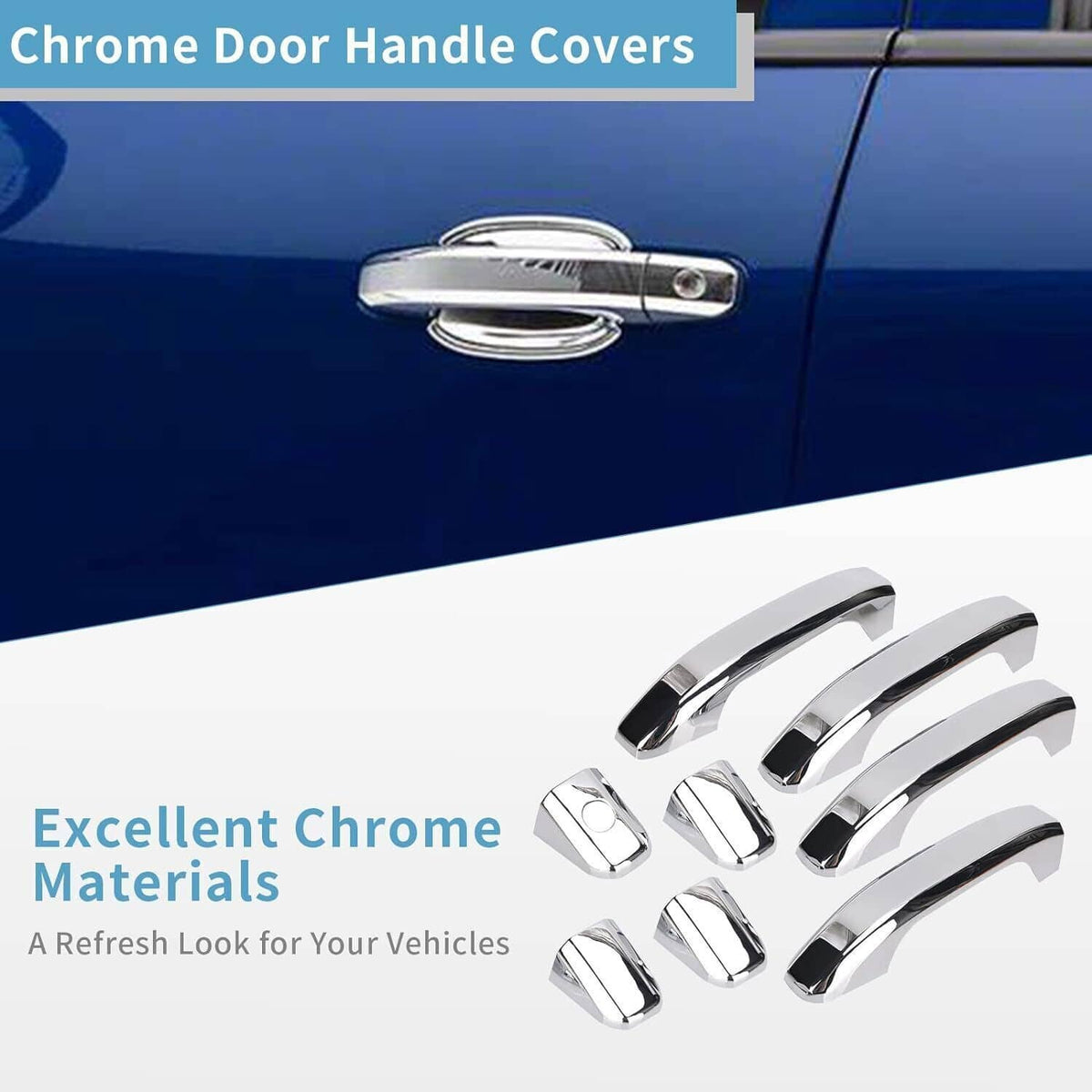 Solidspare Set of 4 Exterior Door Handle Fit For 14-17 Chevrolet Silverado 1500 Chrome New