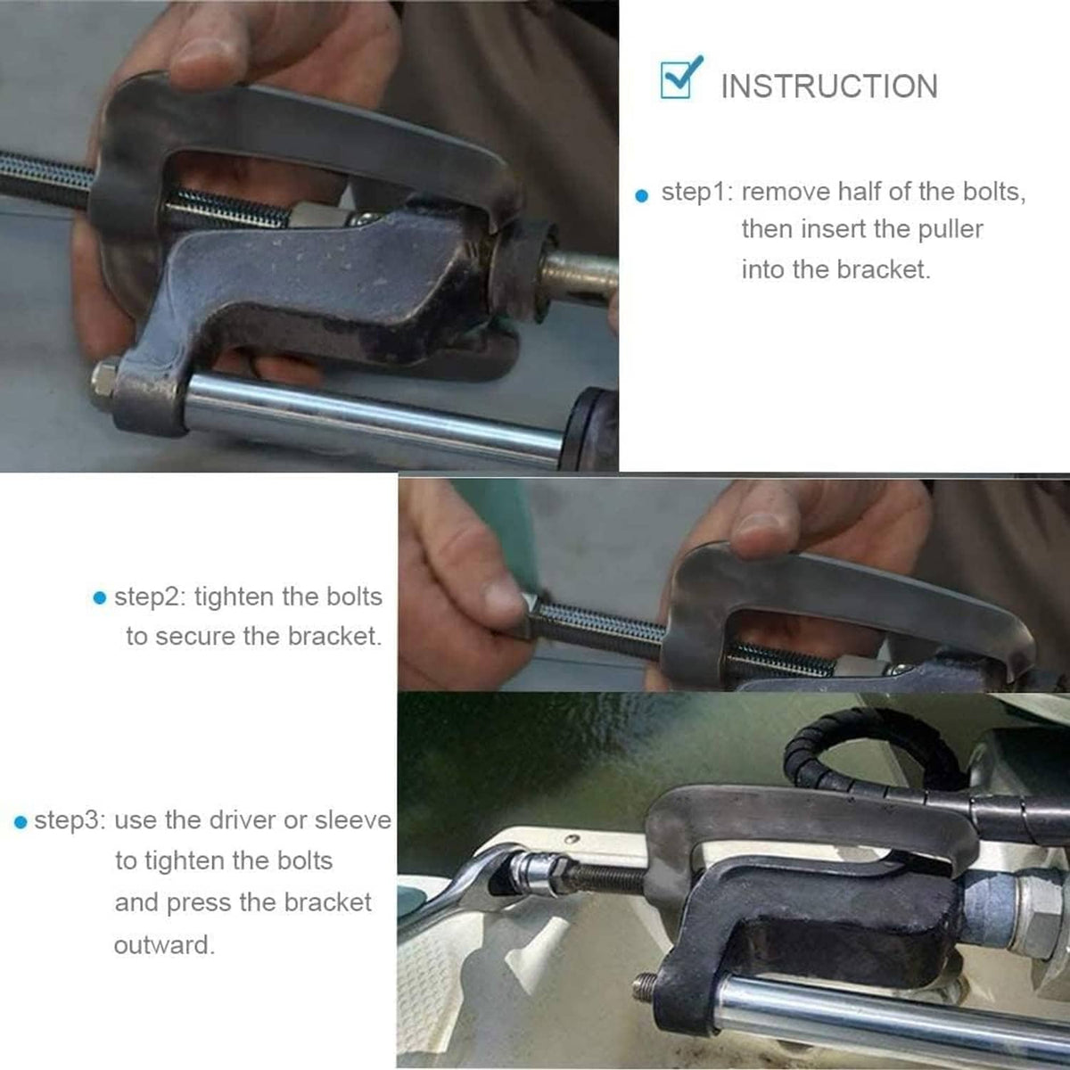Solid Spare Bracket Puller + Front Mount Hydraulic Steering Cylinder Seal for Seastar