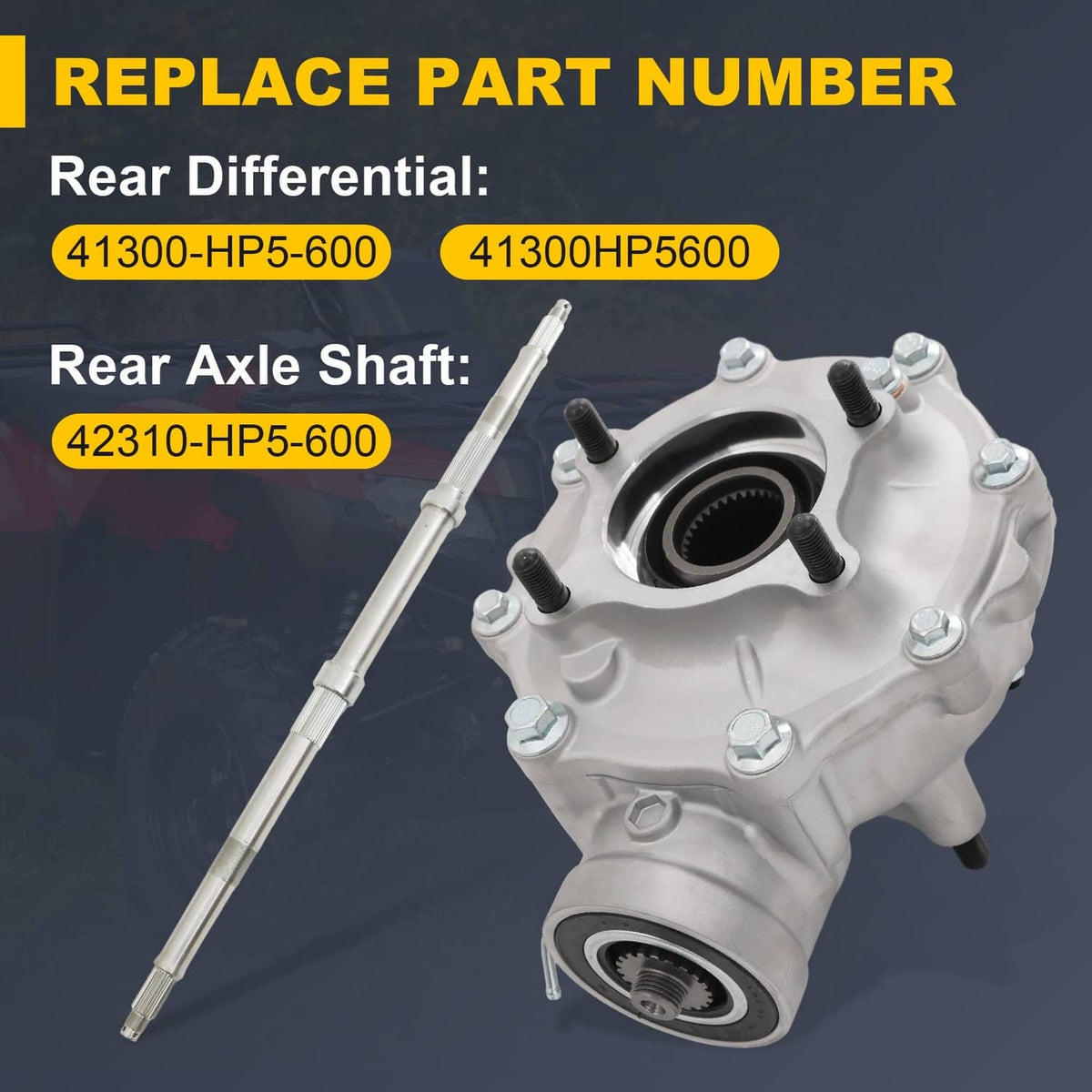 Solidspare Complete Rear Differential W/ Axle Shaft Fit Honda Rancher 420 TRX 420 2007-2013