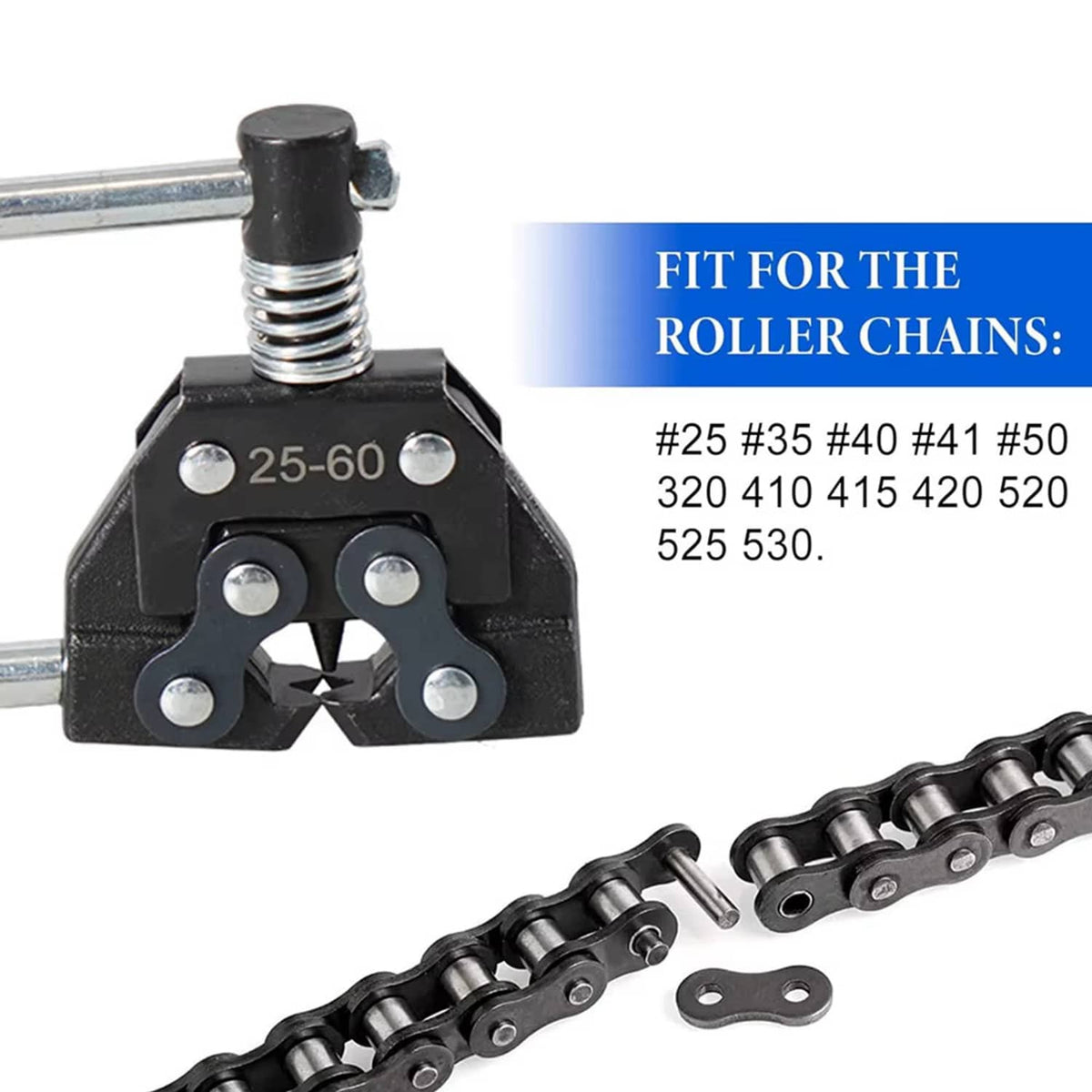 Solid Spare Roller Chain Tool Kit Breker Cutter + Puller Holder #25 - #60