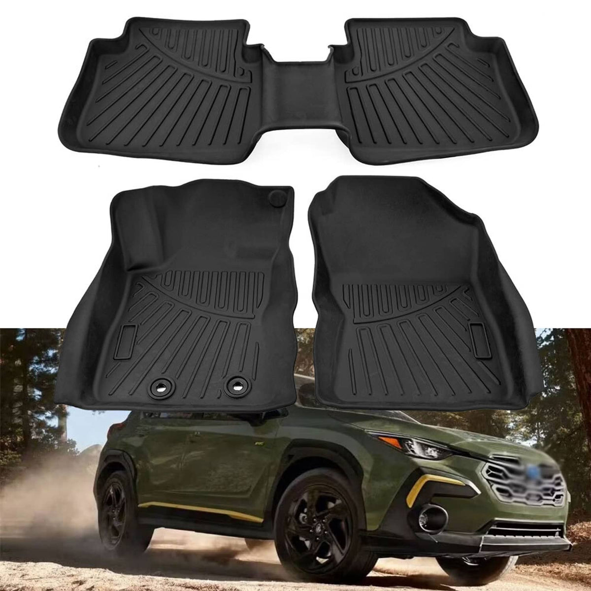 Solidspare All Weather Floor Mats Liners For 2024-2025 Subaru Crosstrek (1st and 2nd Row)