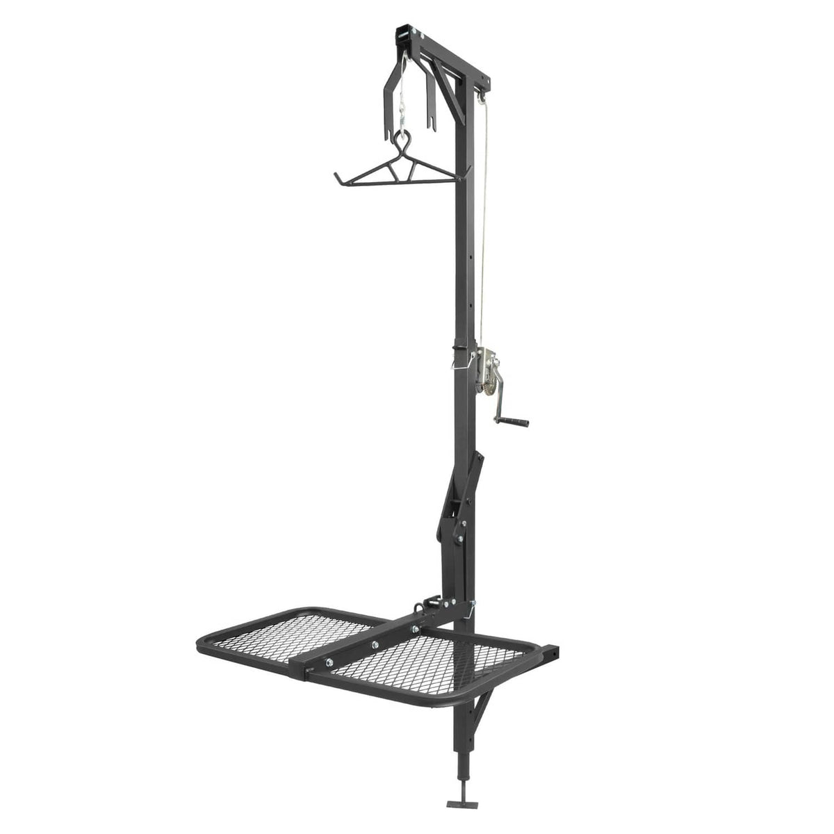 Solid Spare 400lbs 360° Swivel Hitch Mount Deer Hanger Game Hoist w/ Lifting System Platform