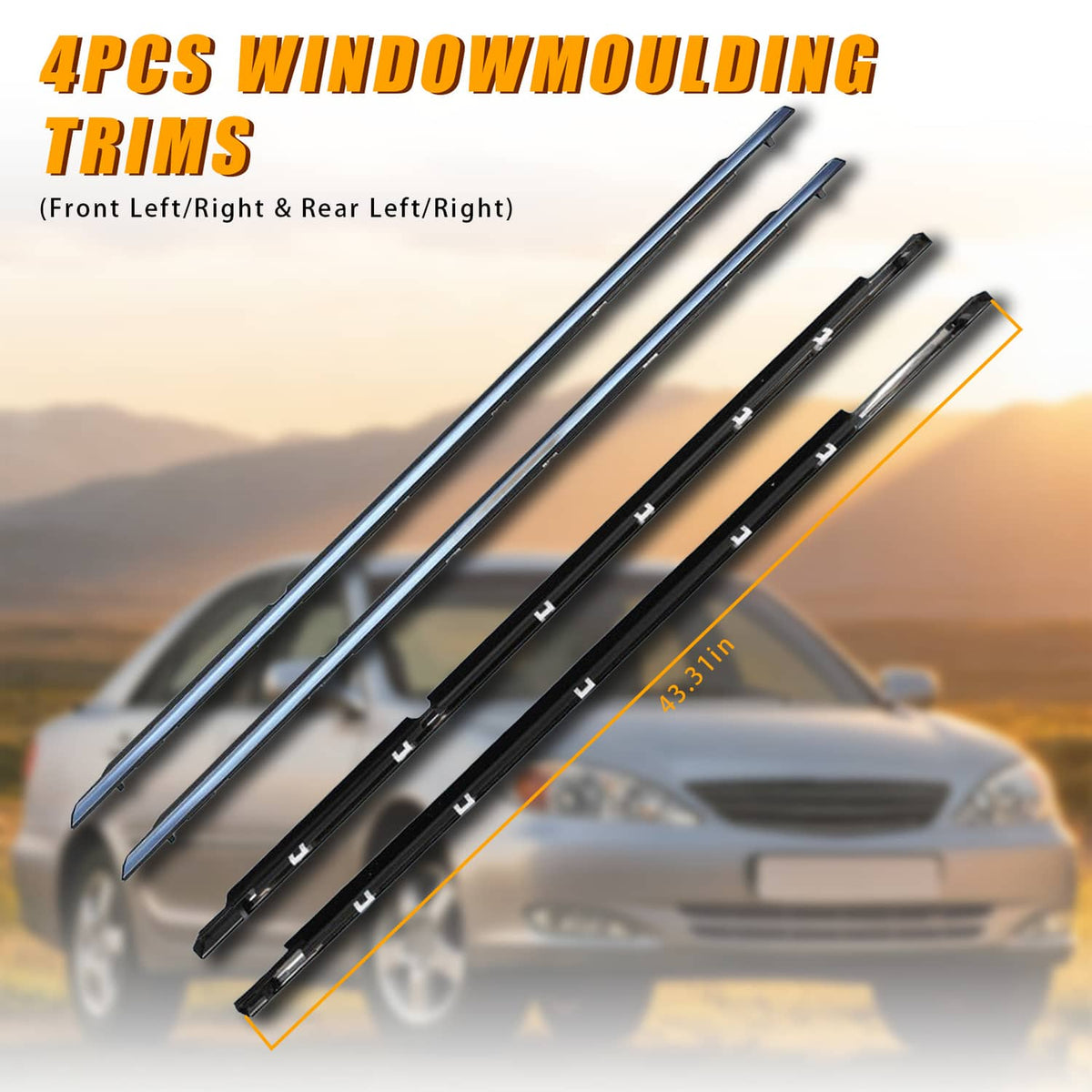 Solidspare 4Pcs New Window Molding Trim Weather Strip Seal Strip for 2002-2006 Toyota Camry