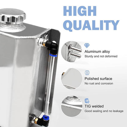 Solidspare 2L Polished Aluminum Coolant Radiator Overflow Reservoir Expansion Water Tank