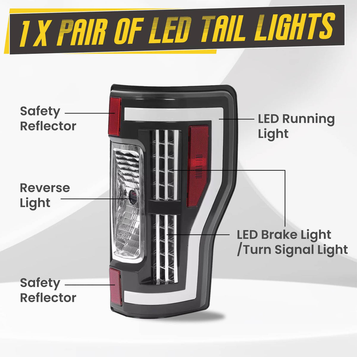 Solid Spare Smoke LED Tail Lights Lamps Pair For Ford F250 F350 F450 SD Super Duty 2017-2019