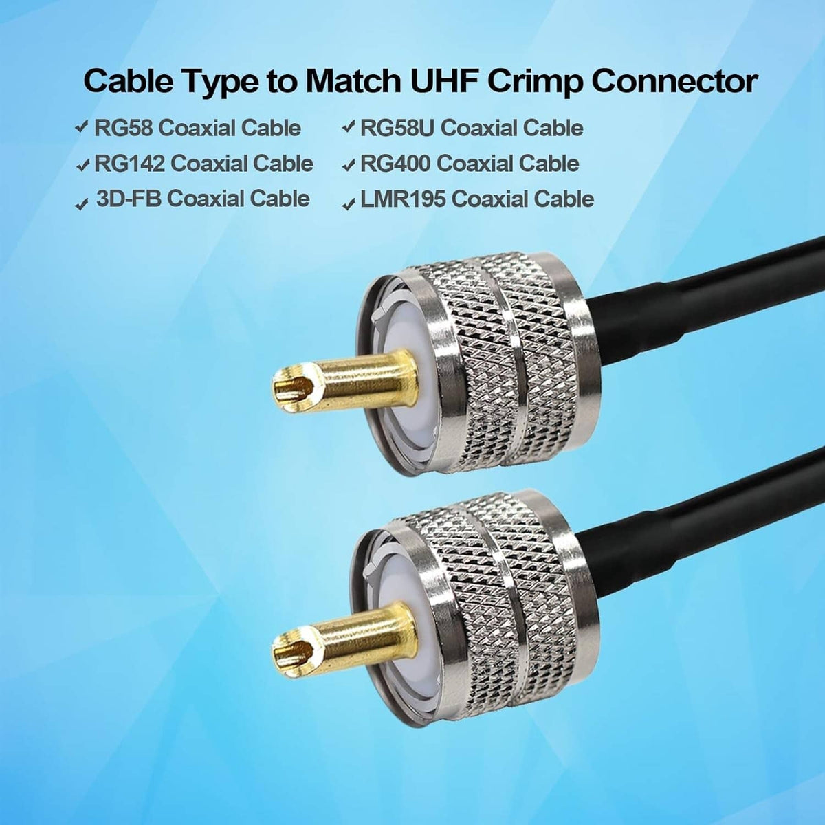 Solid Spare 10pcs SL16 male UHF-J-3M connector with SYV50-3/RG58 RF copper shaft all copper