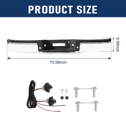 Solidspare Chrome Rear Bumper Assembly For 2006-2008 Ford F150 F250 Step Bumper w/ Hole
