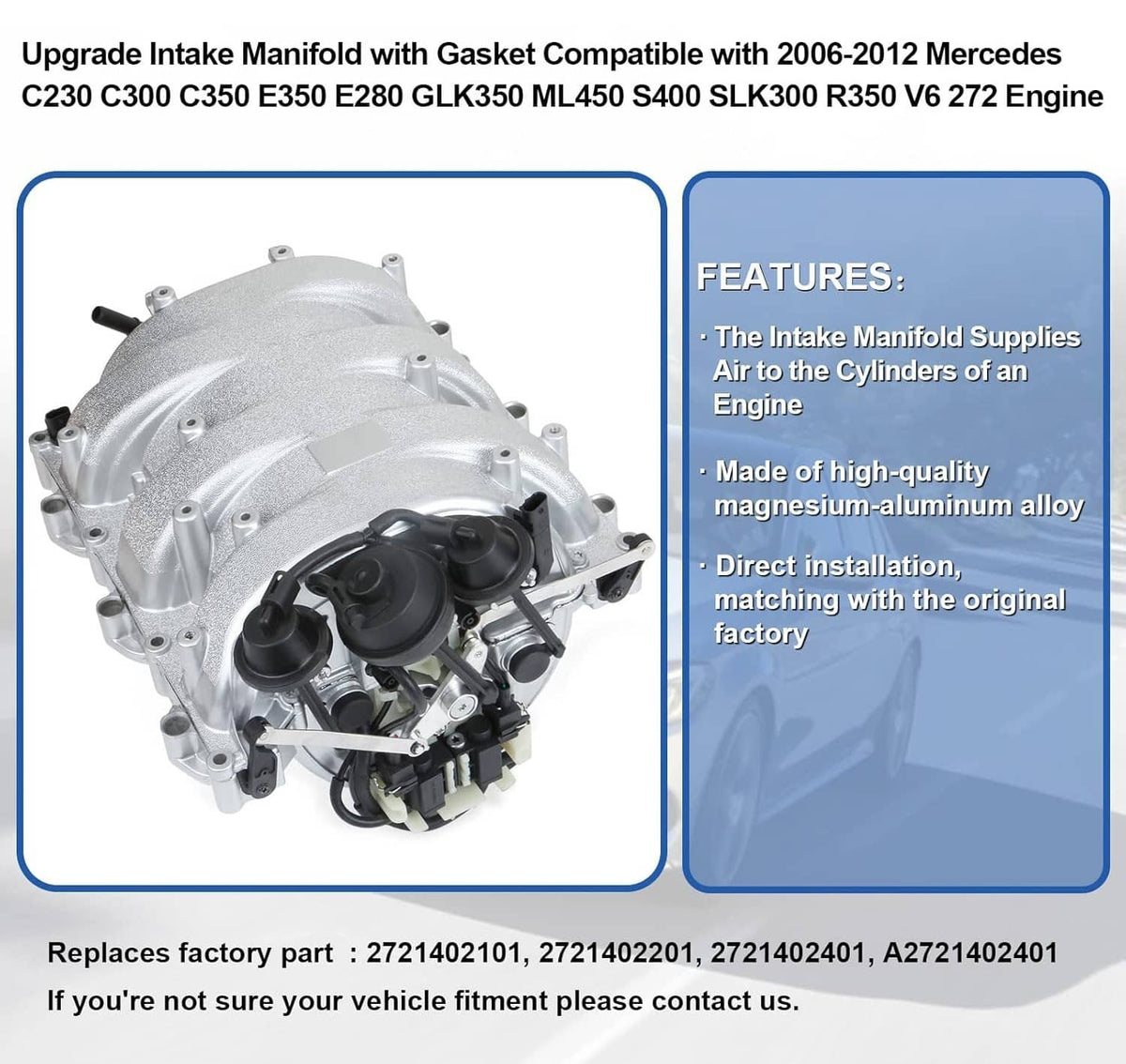 Solidspare Intake Manifold Assembly for Mercedes-Benz C280 E350 CLK350 GLK350 SLK350 ML350