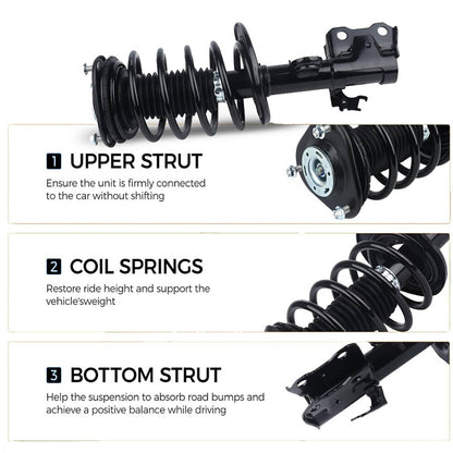 Solidspare Set Front Complete Struts Shocks & Coil Springs For 2010-2015 Toyota Prius 1.8L