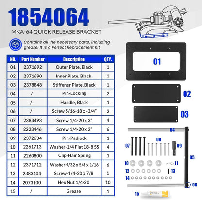 Solidspare 1854064 MKA-64 Quick Release Bracket fit for Ulterra, Terrova, PowerDrive, Black