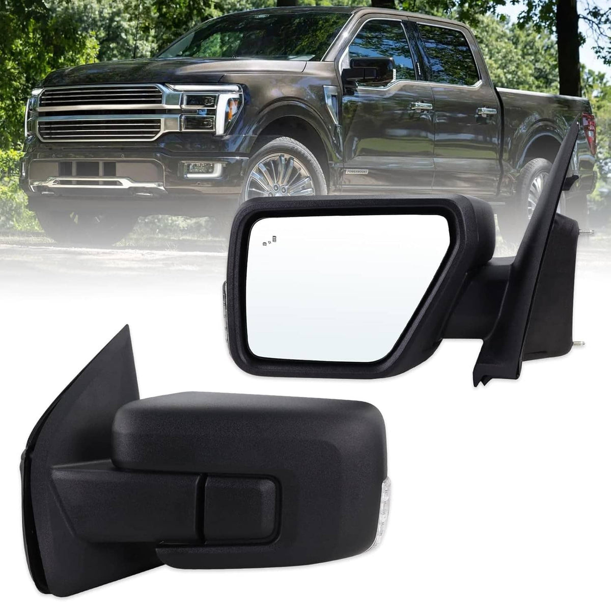 Solidspare New Pair Mirror Turn Signal Temp Sensor Puddle Light For 2021-24 Ford F-150 F150