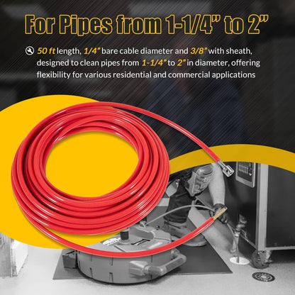 Solidspare Replace for FlexShaft Cable Assembly 64343 K9-102, 50ft, for 1-1/4” to 2” Pipes
