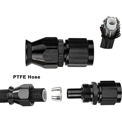 Solidspare Black 20FT 3/8" E85 PTFE LS Swap EFI Fuel Line Fitting Nylon Braided Fuel Kit