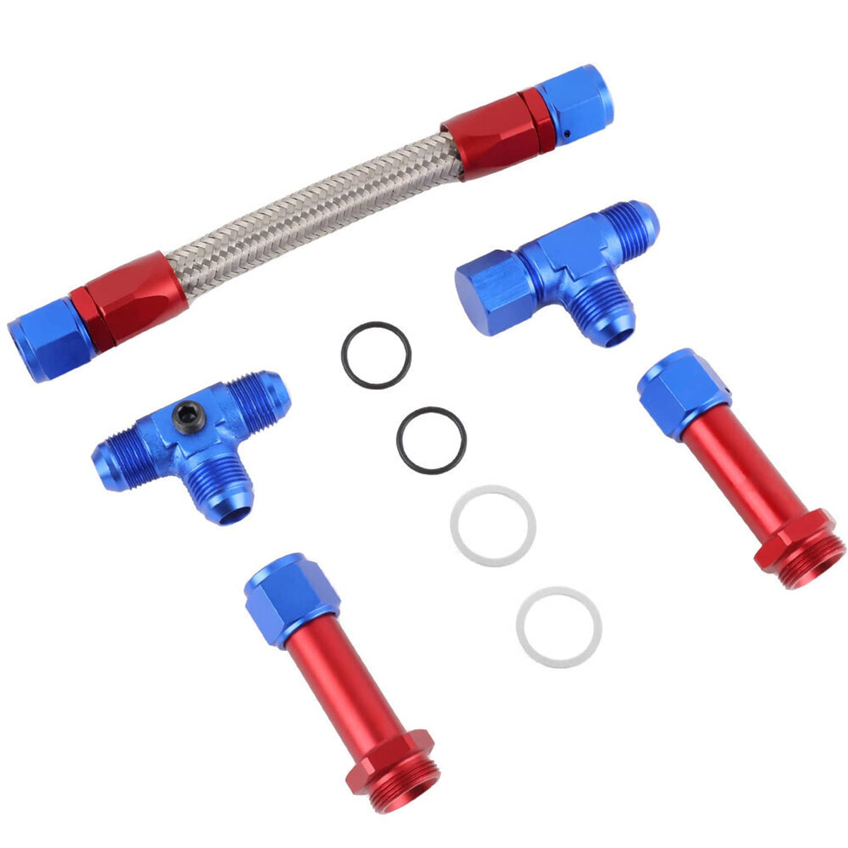 Solidspare New Braided Dual Feed Carb Fuel Line Fitting 8AN For Holley 4150 Carburetor AN8