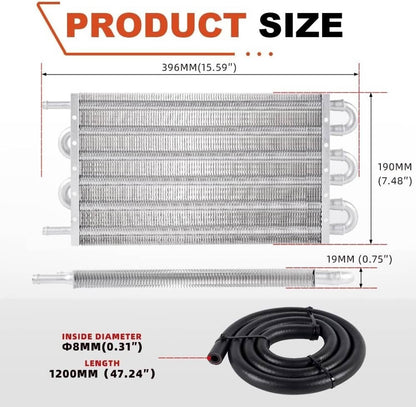 Solidspare Universal 6 Rows Aluminum Remote Transmission Oil Cooler Radiator Converter Kit