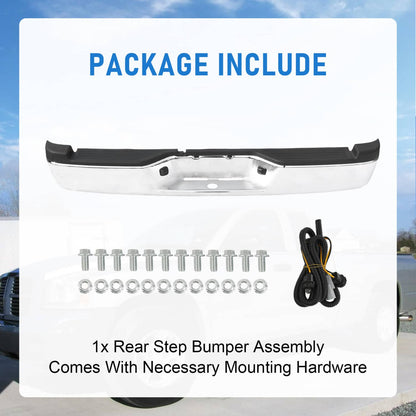 Solidspare Chrome Steel Rear Step Bumper Assembly for 2005-2011 Dodge Dakota Truck
