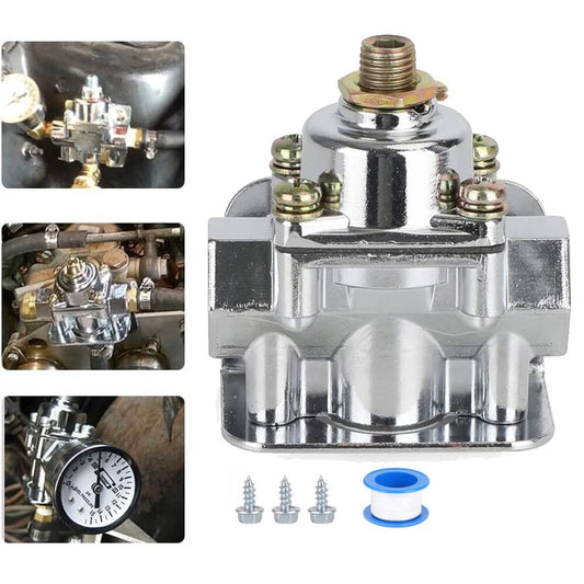 Solidspare Fuel Pressure Regulator Carburetor Chrome Fit Holley 12-803 2 Port 4 1/2 to9 PSI