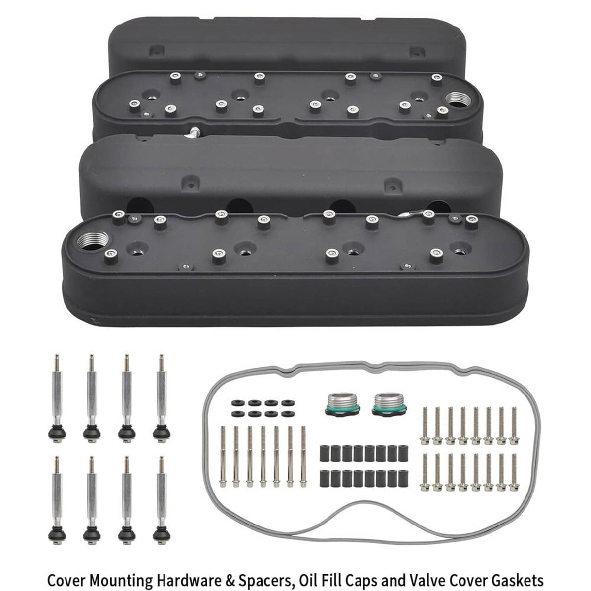 Solidspare Valve Covers with Coil Mounts w/Covers for Chevy LS LS1 LS2 LS3 LS6 LS7 Aluminum