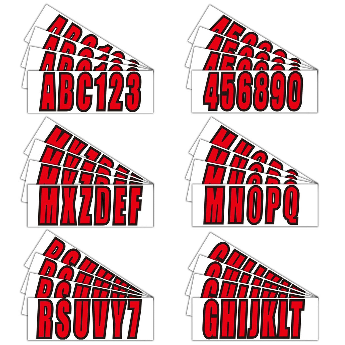 Solid Spare 3"Custom boat registration numbers Decal Sticker 4 sets of A-Z 4 sets of 0-9 Red