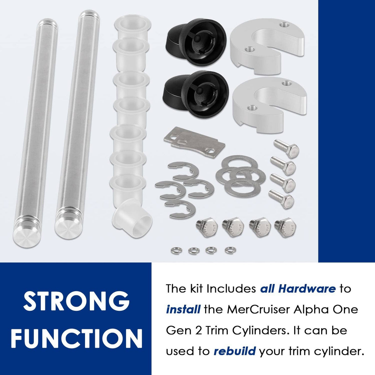 Solidspare 9B-116 Trim Cylinder Pin Cap Bushing Hardware Kit For MerCruiser Alpha 1 Gen 2