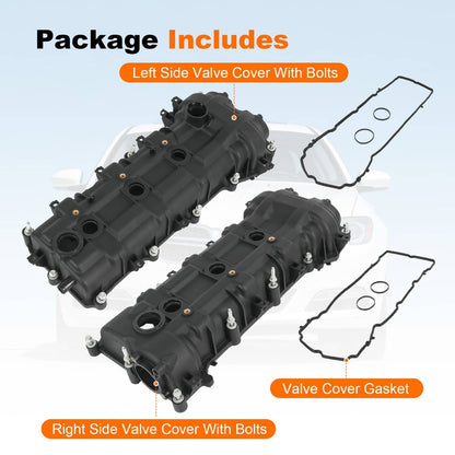 Solidspare Valve Cover Set w/ Gasket Fits Dodge Ram Jeep Cherokee Chrysler 300 11-19 3.6L