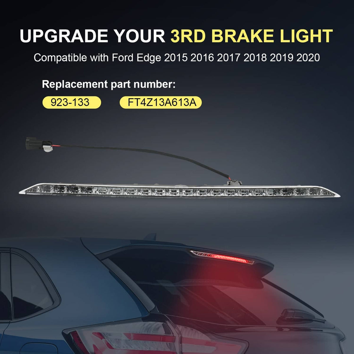 Solidspare FT4Z13A613A LED Third Tail Brake Light Lamp Red For Ford Edge 2015-2020 923-133