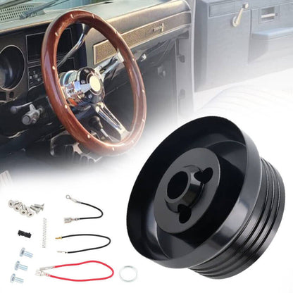 Solidspare For GM Chevy 5 & 6 Hole Steering Wheel Hub Adapter Flaming River Ididit BlacK