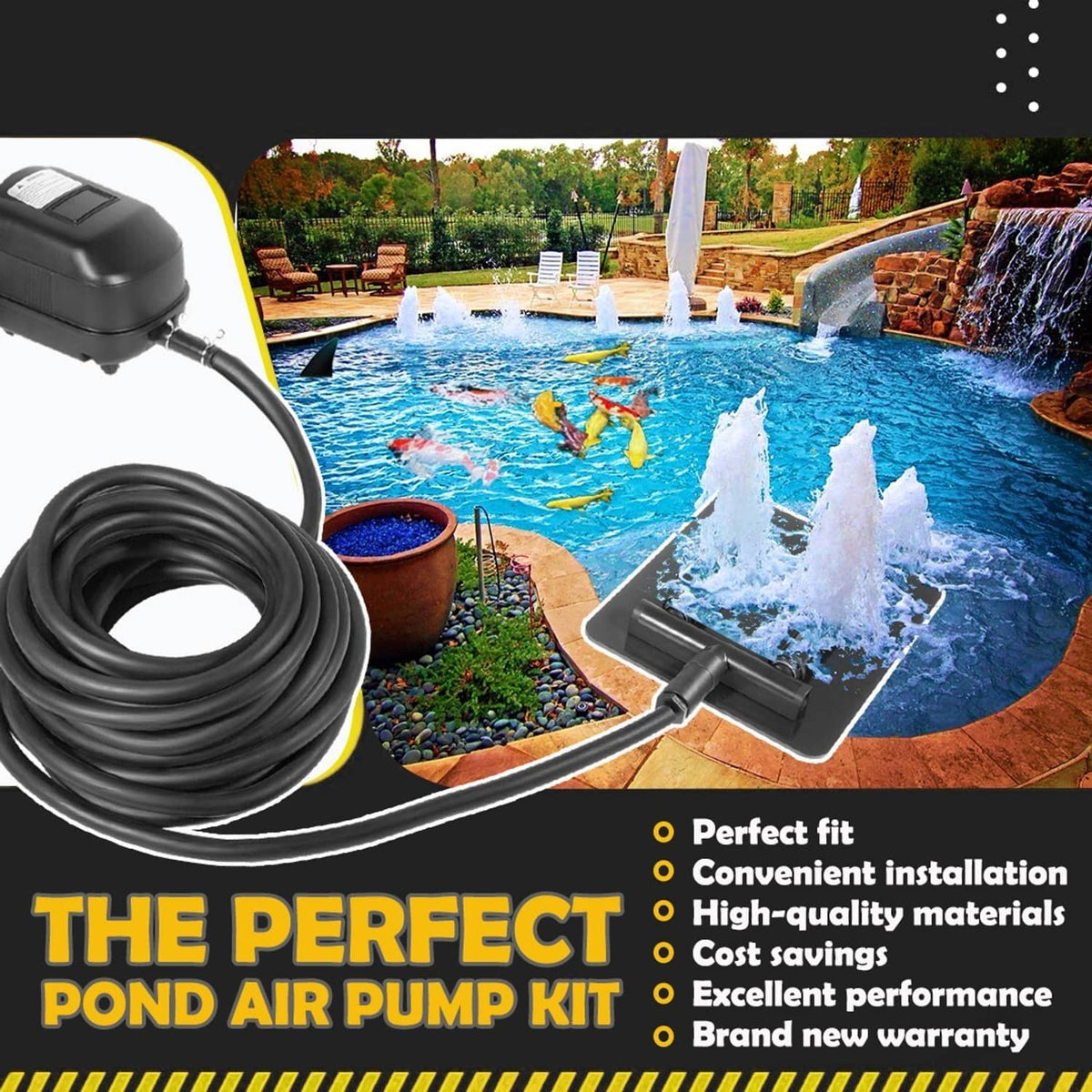 Solidspare Complete Pond Aeration Kit Fits Water Gardens & Koi Ponds 8,000-16,000 Gallons