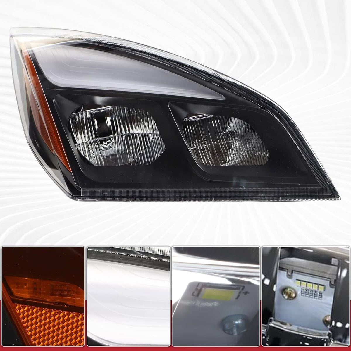 Solidspare Left & Right Full LED Headlights Headlamps For 2018-2022 Freightliner Cascadia