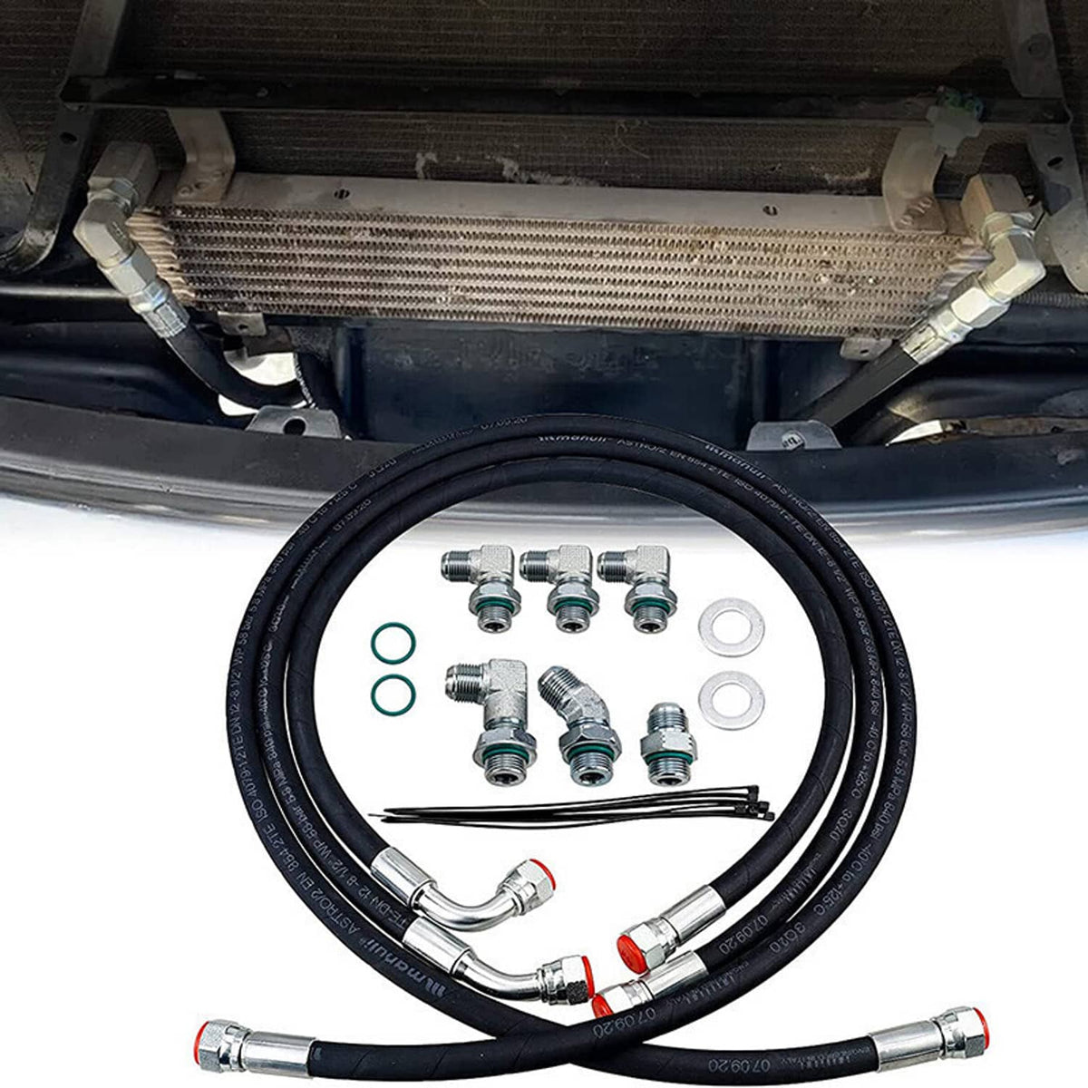 Solidspare New Transmission Lines HEAVY-DUTY Cooler Hoses For 2006-10 GM 6.6L +Allison