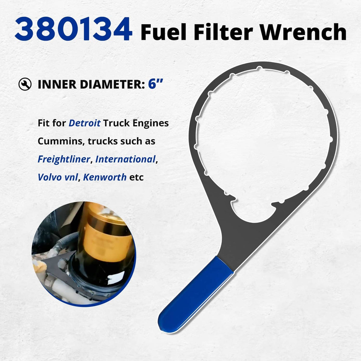 Solidspare 380134 382 Colar/Vent Cap Fuel Filter Wrench For Detroit Diesel Cummins Engines
