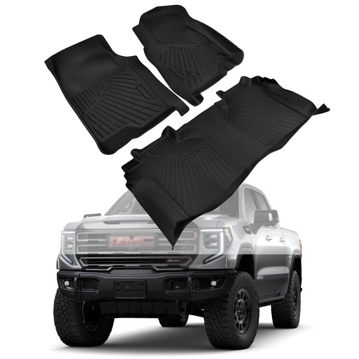 Solidspare For 2019-2025 Chevrolet Silverado/GMC Sierra 1500 Crew Cab Custom TPE Floor Mats