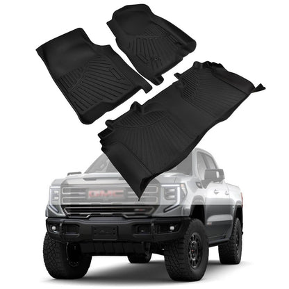 Solidspare For 2019-2025 Chevrolet Silverado/GMC Sierra 1500 Crew Cab Custom TPE Floor Mats