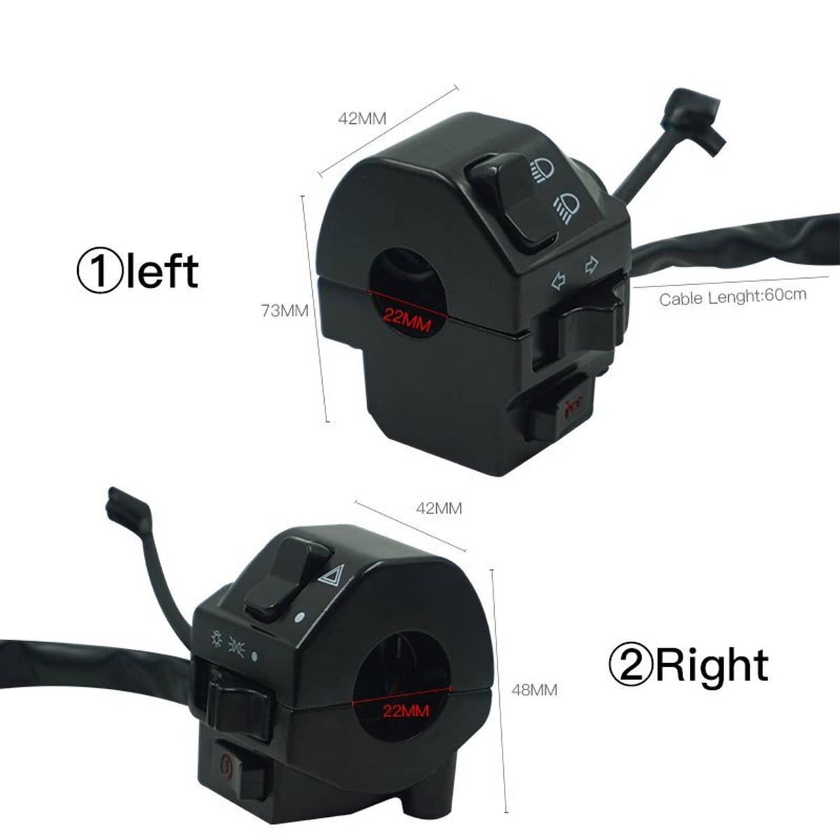 Solidspare Aluminum 7/8"22MM Motorcycle Switch Handlebar Motorbike Handlebar Switch control
