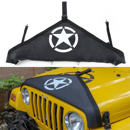 Solid Spare Front Hood Cover Bra Protector T-Style for Jeep Wrangler JK JKU 2007-2018 (Star)