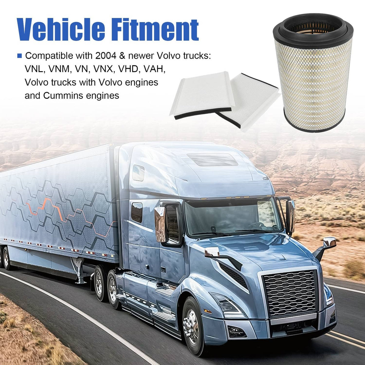 Solidspare Engine & 2 Air Filters P606720 P606555 For Volvo VNL 780 760 860 670 VN 780 670