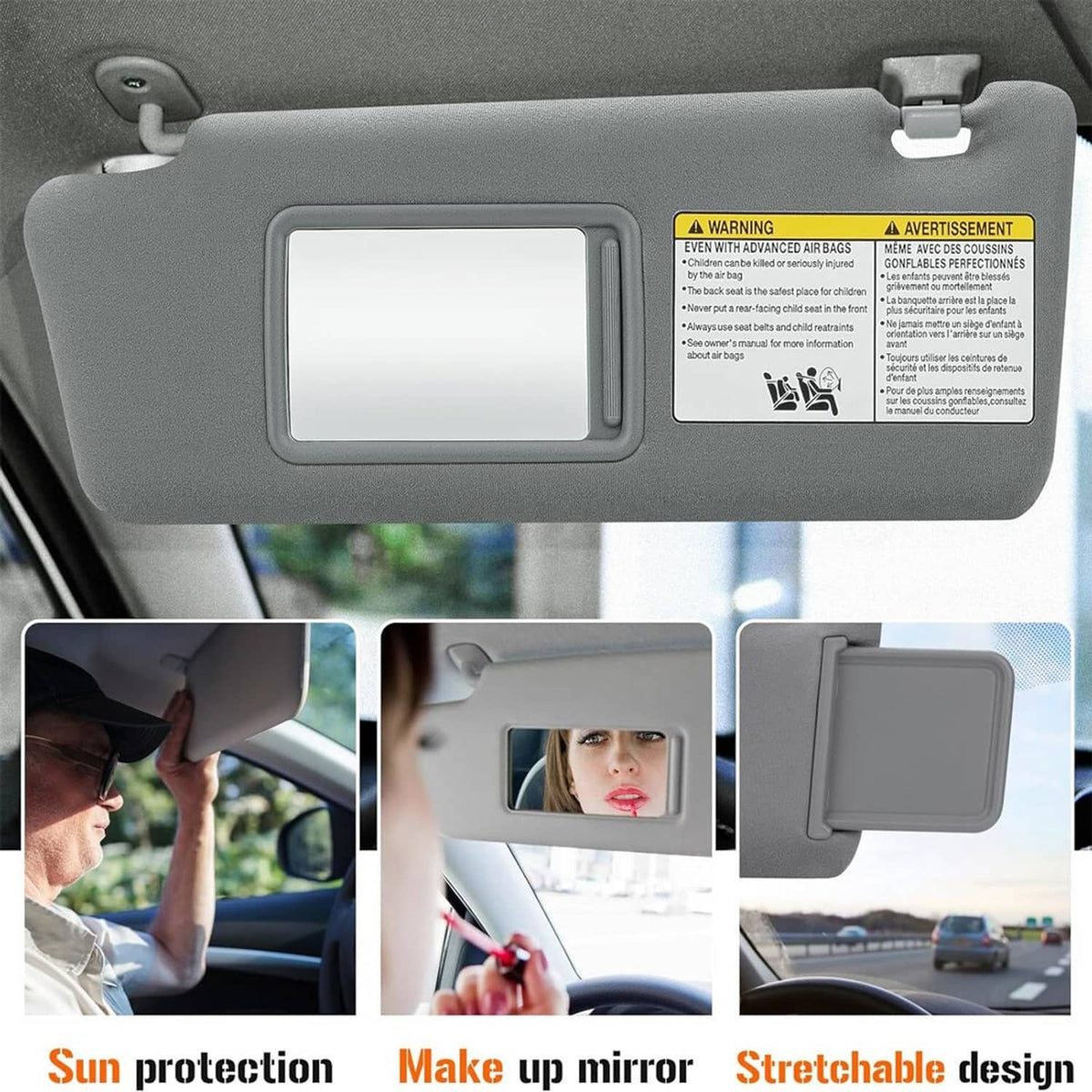 Solidspare Gray Sun Visor Set LH Driver & RH Passenger Side For 2005-2015 Toyota Tacoma