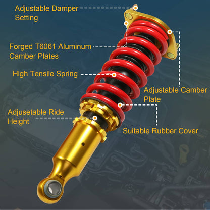 Solidspare 4X Coilover Struts Shocks Adj Height Fit Nissan 300ZX Z32 90-96 Turbo Coupe 2D