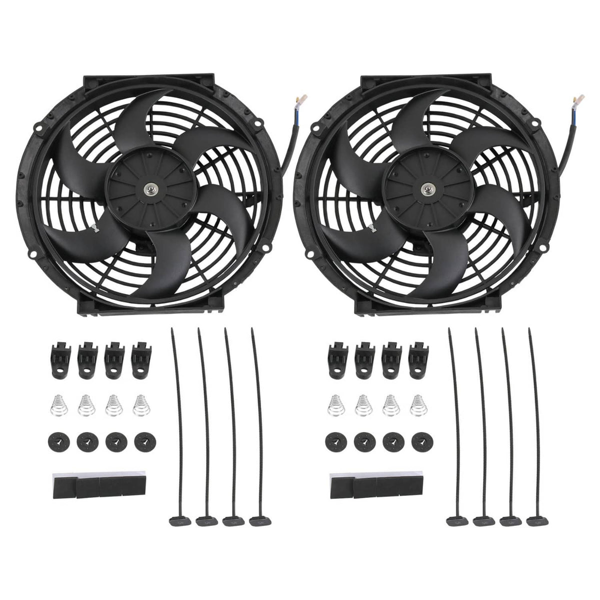 Solidspare 2X Universal 10" inch Slim Pull Push Racing Electric Radiator Engine Cooling Fan
