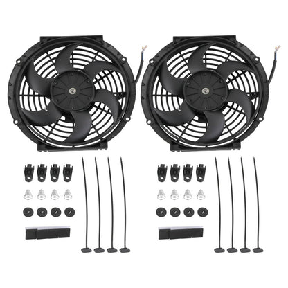 Solidspare 2X Universal 10" inch Slim Pull Push Racing Electric Radiator Engine Cooling Fan