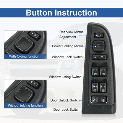 Solidspare Driver Side Window Switch 15883320 Fit 2003-2007 Chevy Cadillac Escalade GMC