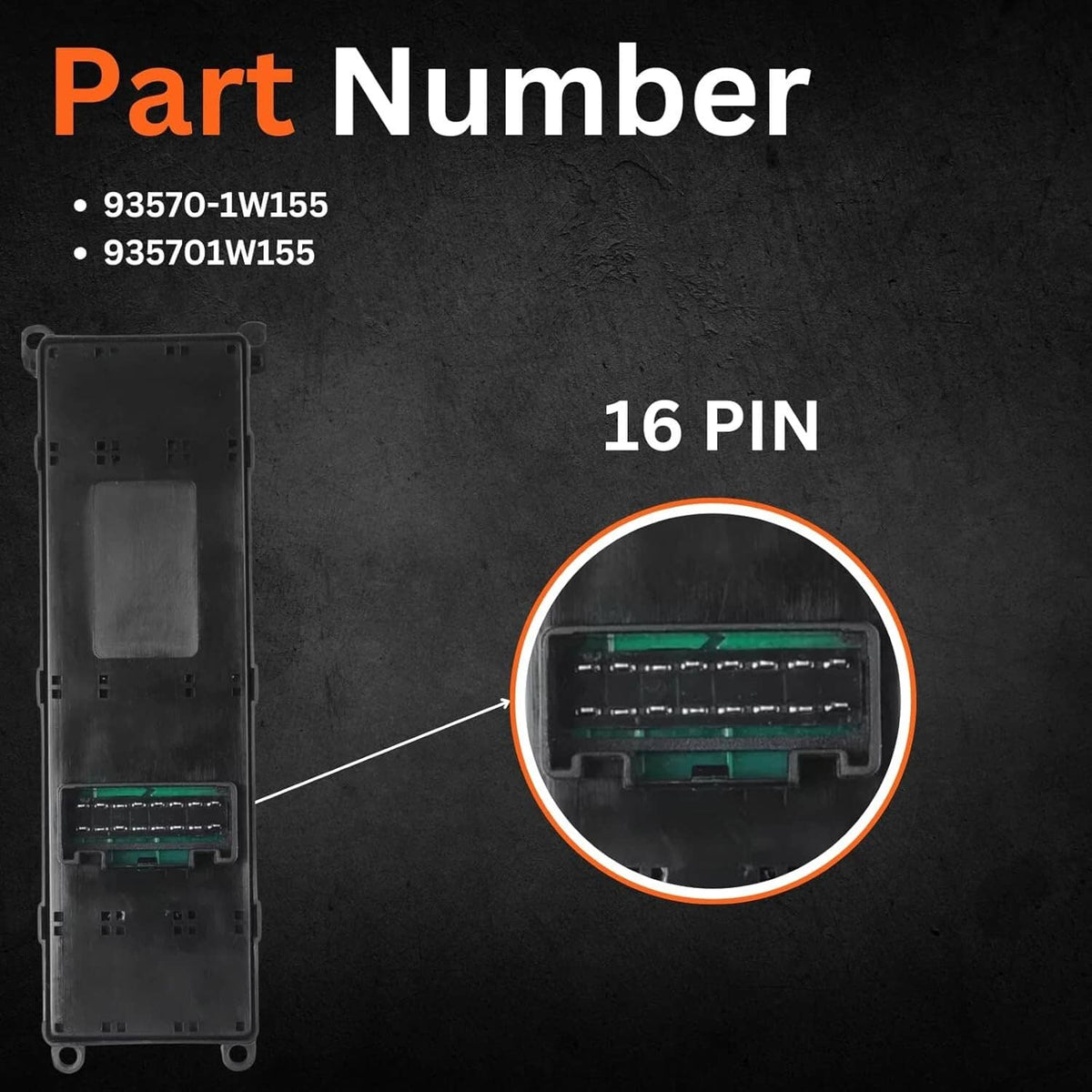 Solid Spare Master Power Window Control Switch Front Left Side For 2012-2015 Kia Rio 16 Pins