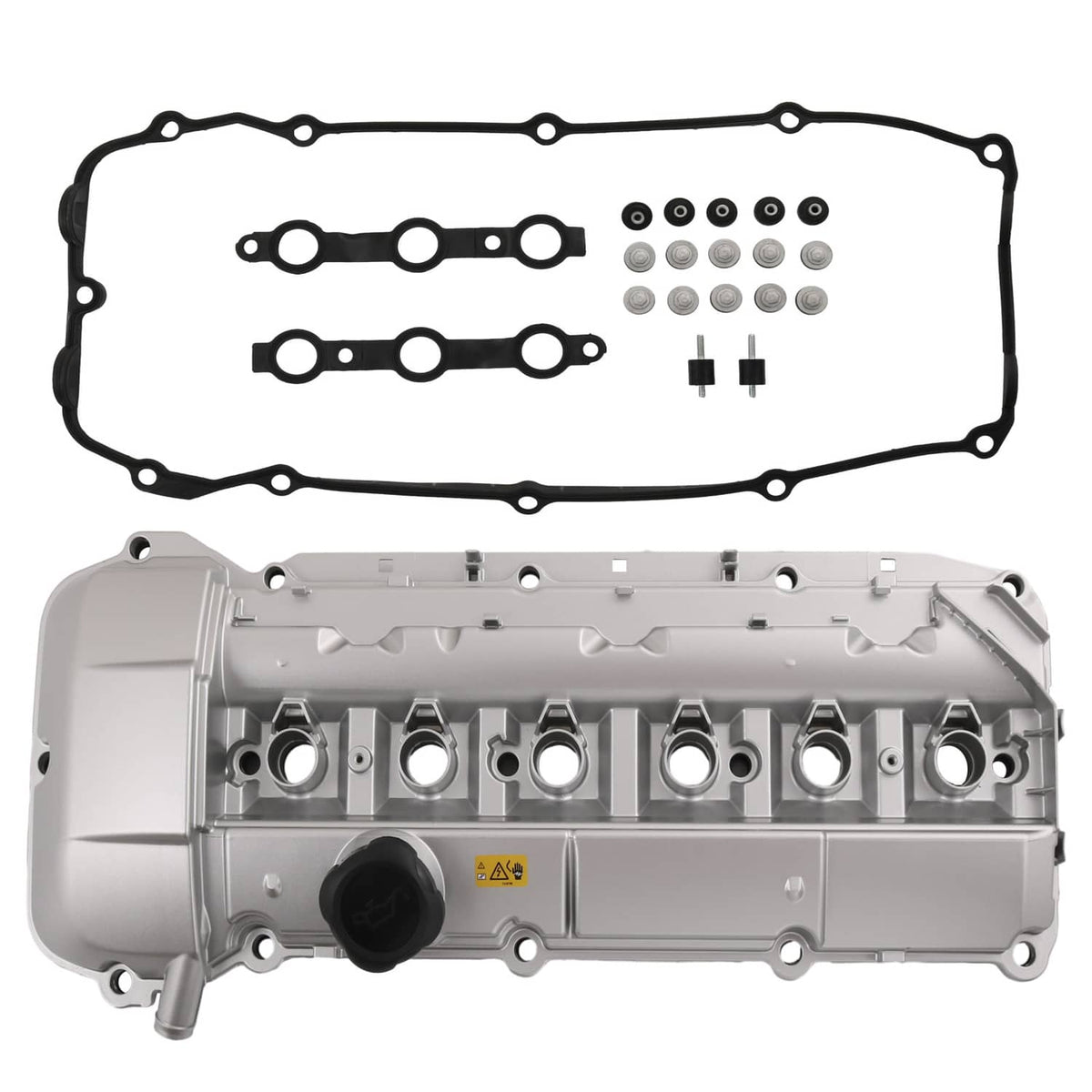 Solidspare Aluminum Engine Valve Cover W/ Gasket For BMW M54 E46 325Ci 325i 330i 525i X3 X5