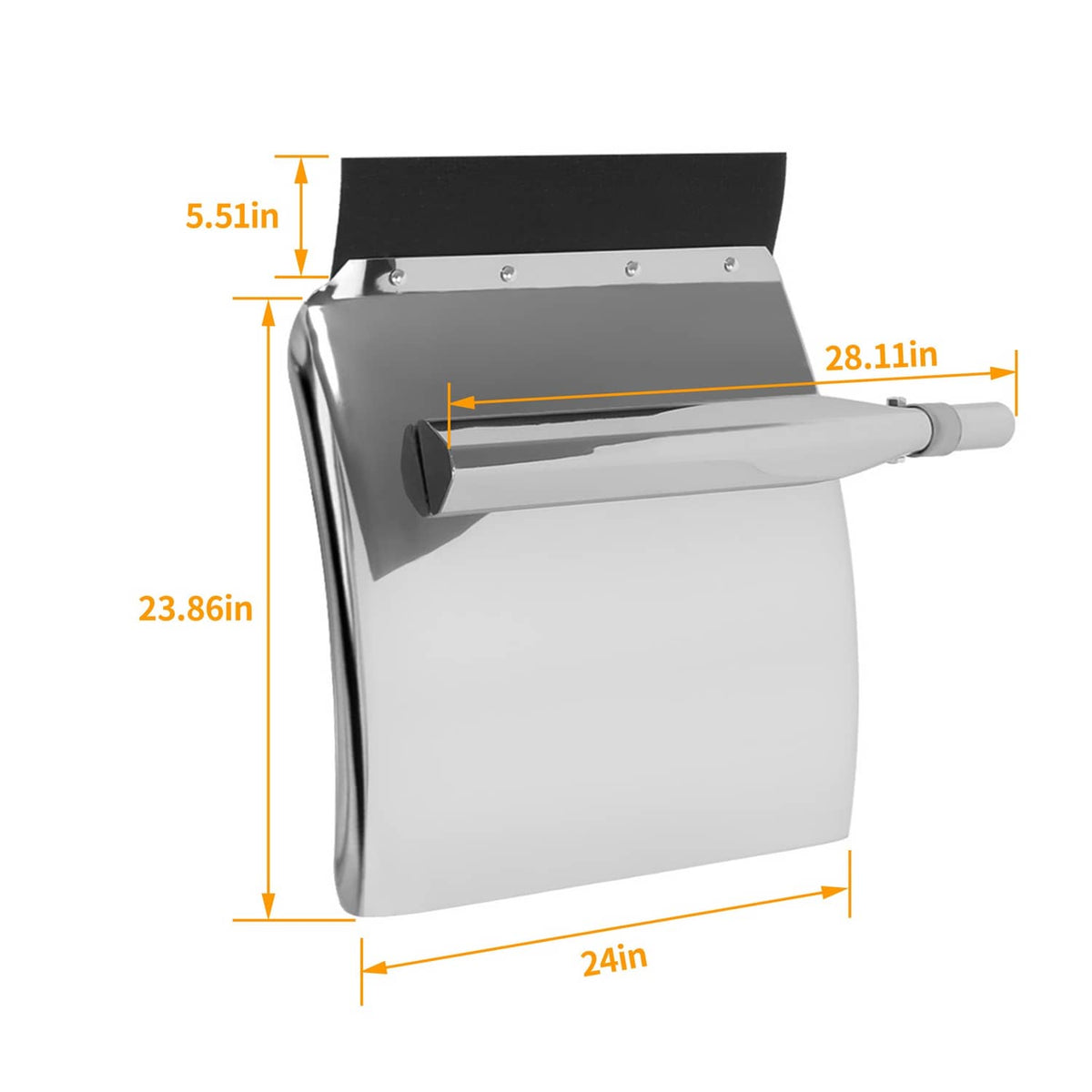 Solid Spare Stainless Quarter Fender Kit Semi Truck W/Tubes and Bracket 24" x 24" Universal