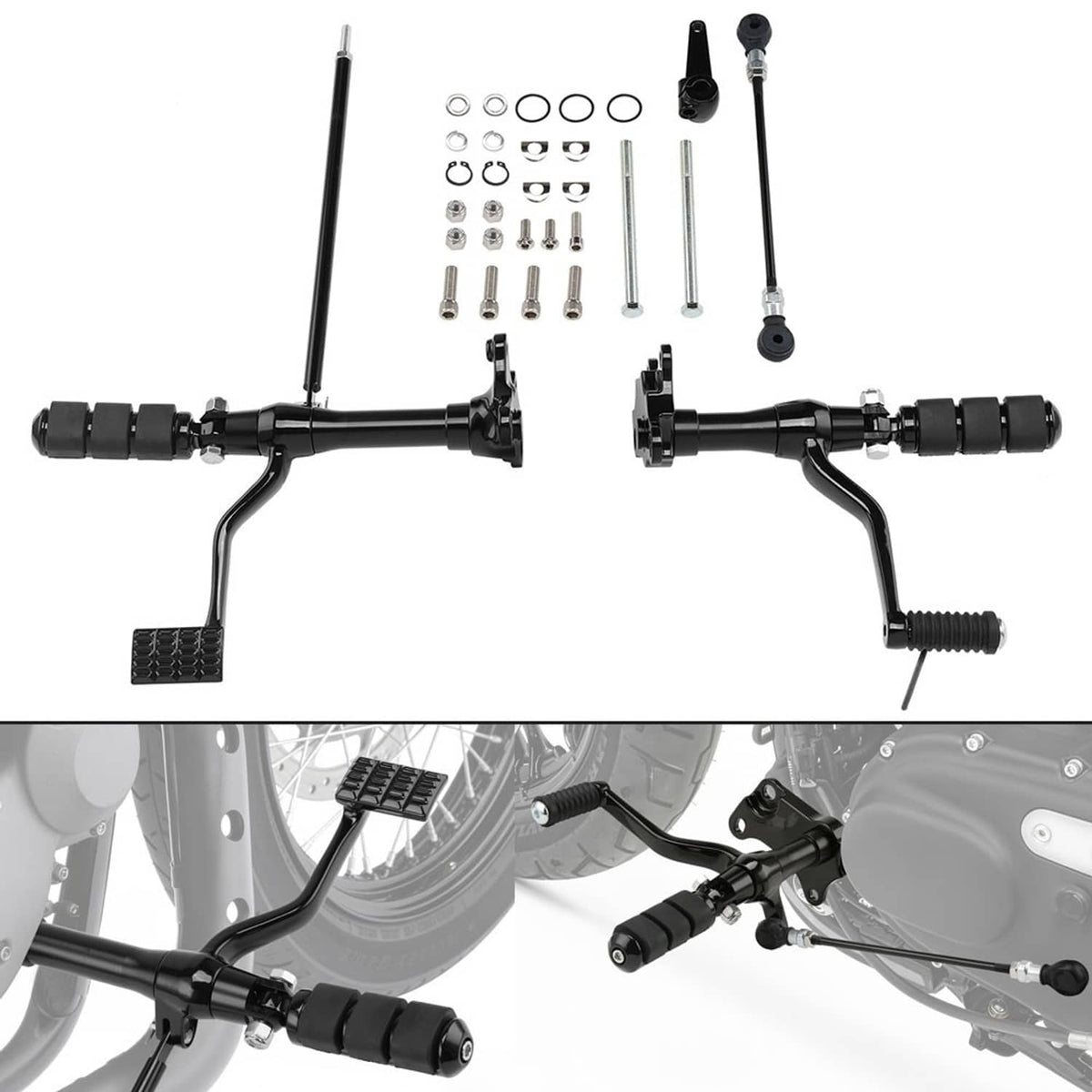 Solidspare Forward Controls Pegs Lever Linkage Kit Fit For Harley Sportster 883 1200 91-03