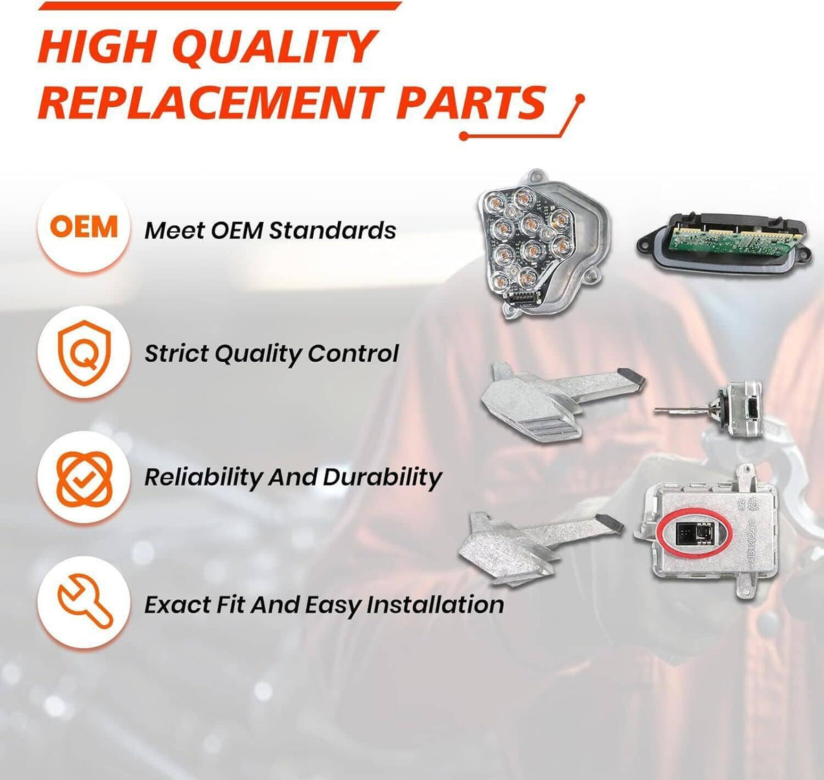 Solidspare For 11-13 BMW 5-Series 528i/535i Xenon Ballast Bulb LED Module Diode RH+LH Kit