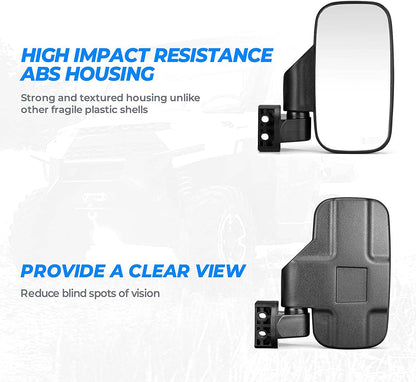 Solidspare For Kawasaki Mule 600 610 Mule SX Foldable UTV 1.75" - 2" Rearview Side Mirrors