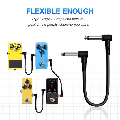 Solid Spare 6PCS Patch Cables for Electric Guitar OFC Pedal Board Wire Cords 1/4 Right Angle