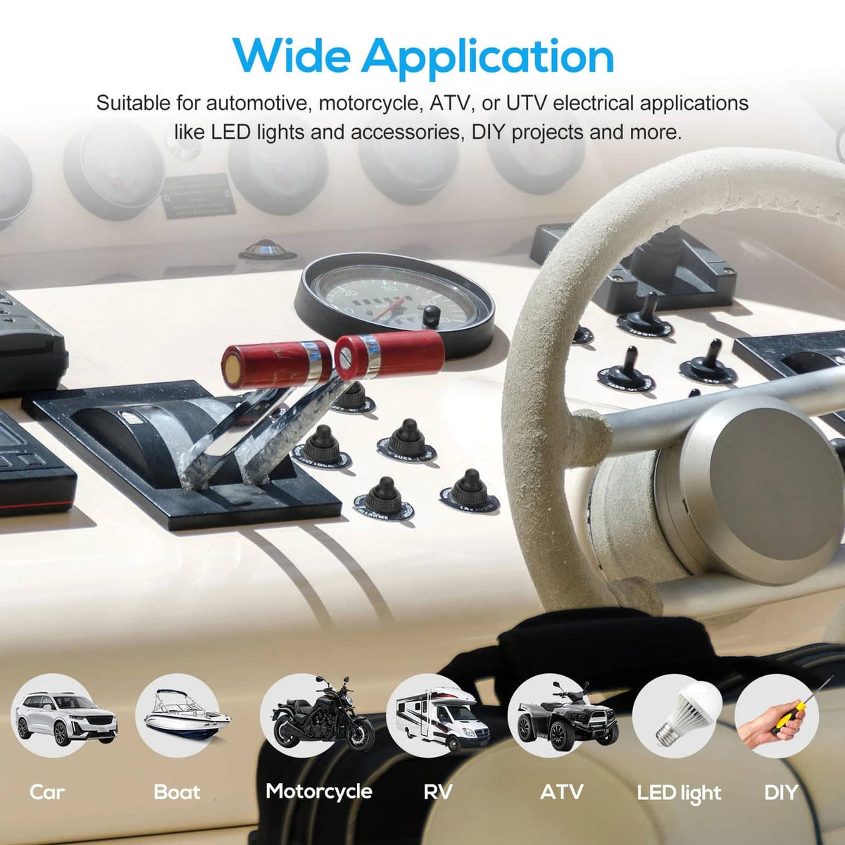 Solid Spare 10pcs 12V-48V Wire Leads Waterproof On-Off Push Button Switch for Motorcycle Car